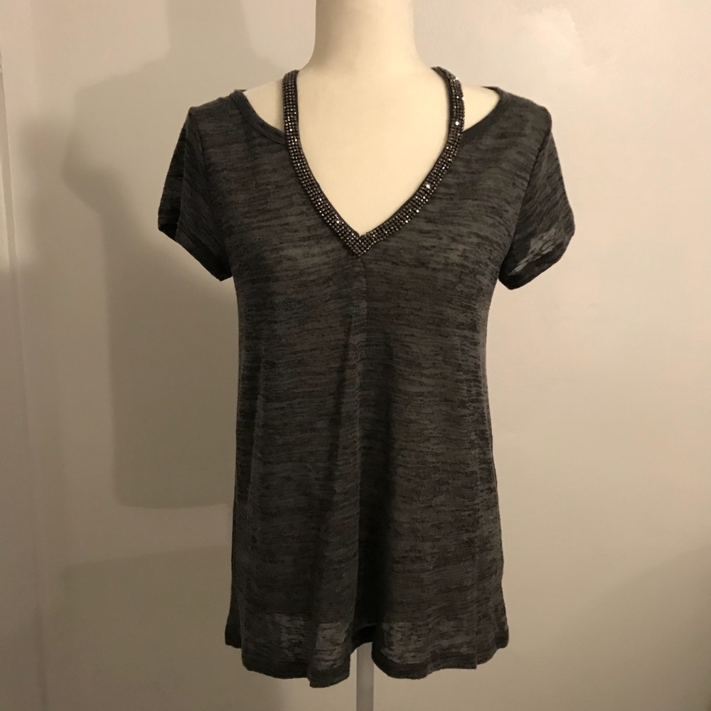 Juicy Couture Embellished Cut Out V Neck Top